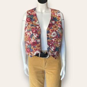 90s floral print vest size large